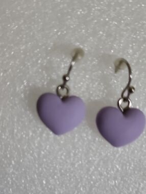 Hand Crafted Lilac Heart Drop Earrings